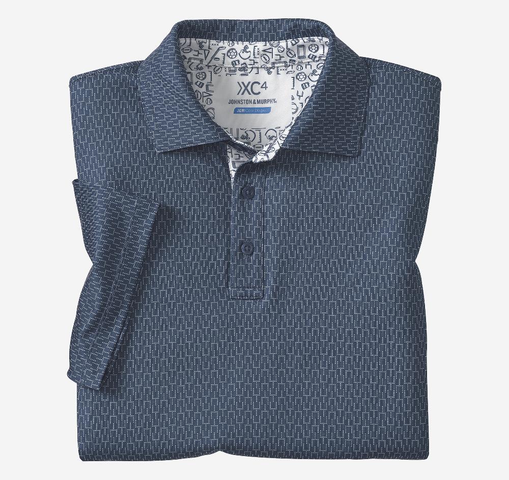Johnston & Murphy Game Day XC4® Goal Post Print Polo Navy