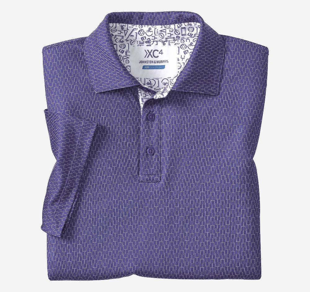 Johnston & Murphy Game Day XC4® Goal Post Print Polo Purple