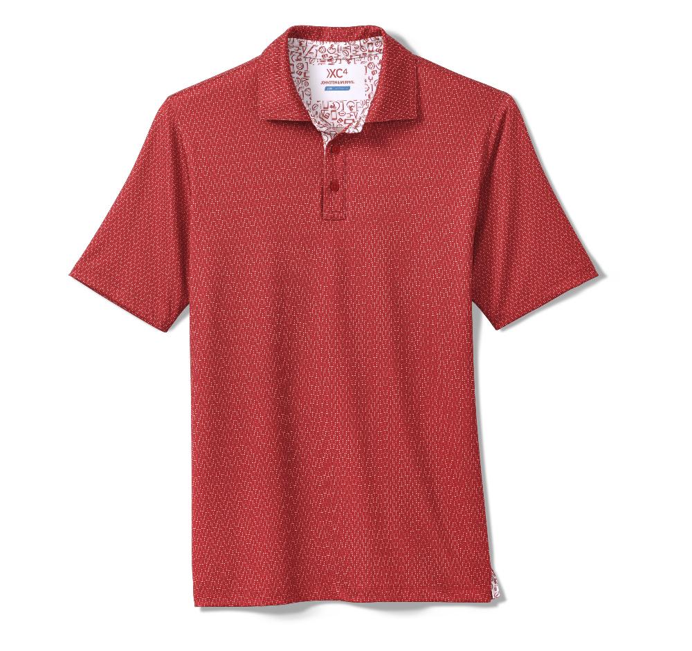 Johnston & Murphy Game Day XC4® Goal Post Print Polo Red