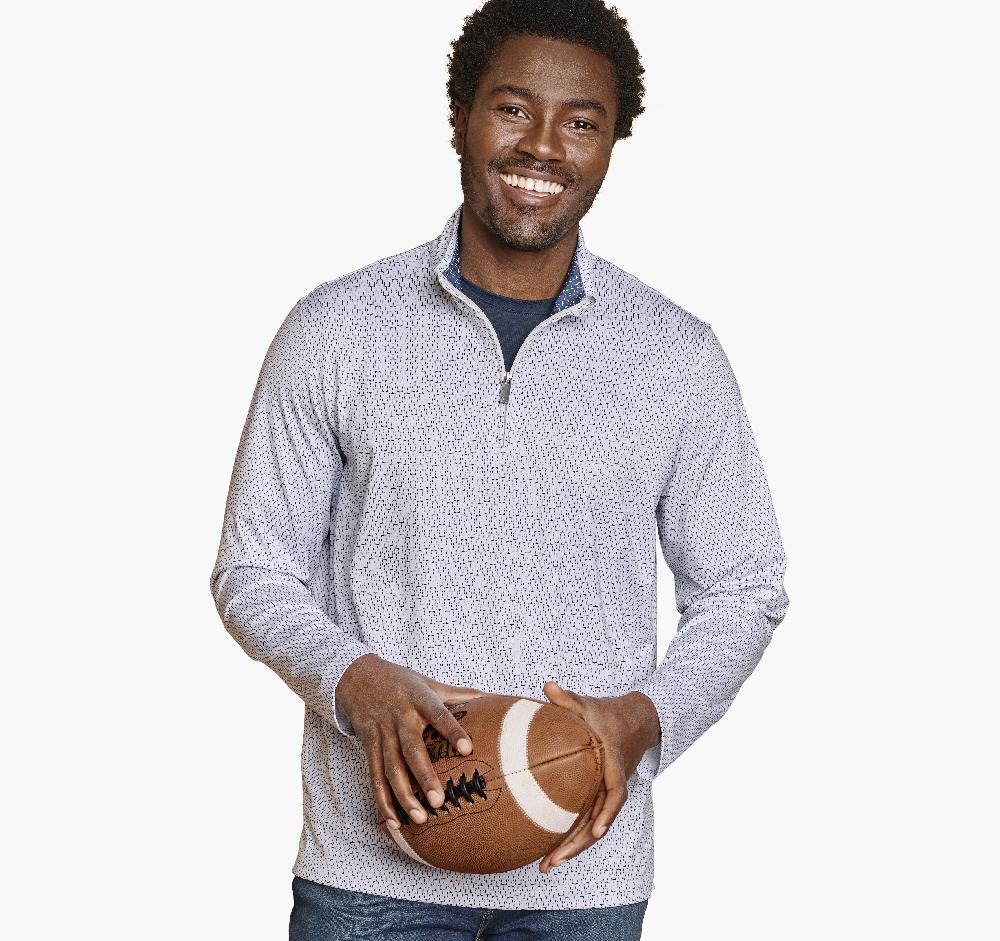 Johnston & Murphy Game Day XC4® Goal Post Print Quarter-Zip Navy