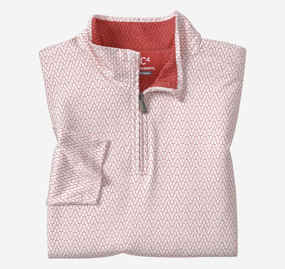 Johnston & Murphy Game Day XC4® Goal Post Print Quarter-Zip Red