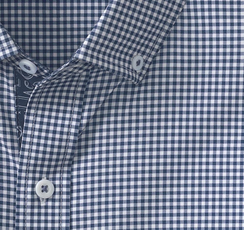 Johnston & Murphy Game Day XC4® Long-Sleeve Gingham Shirt Navy