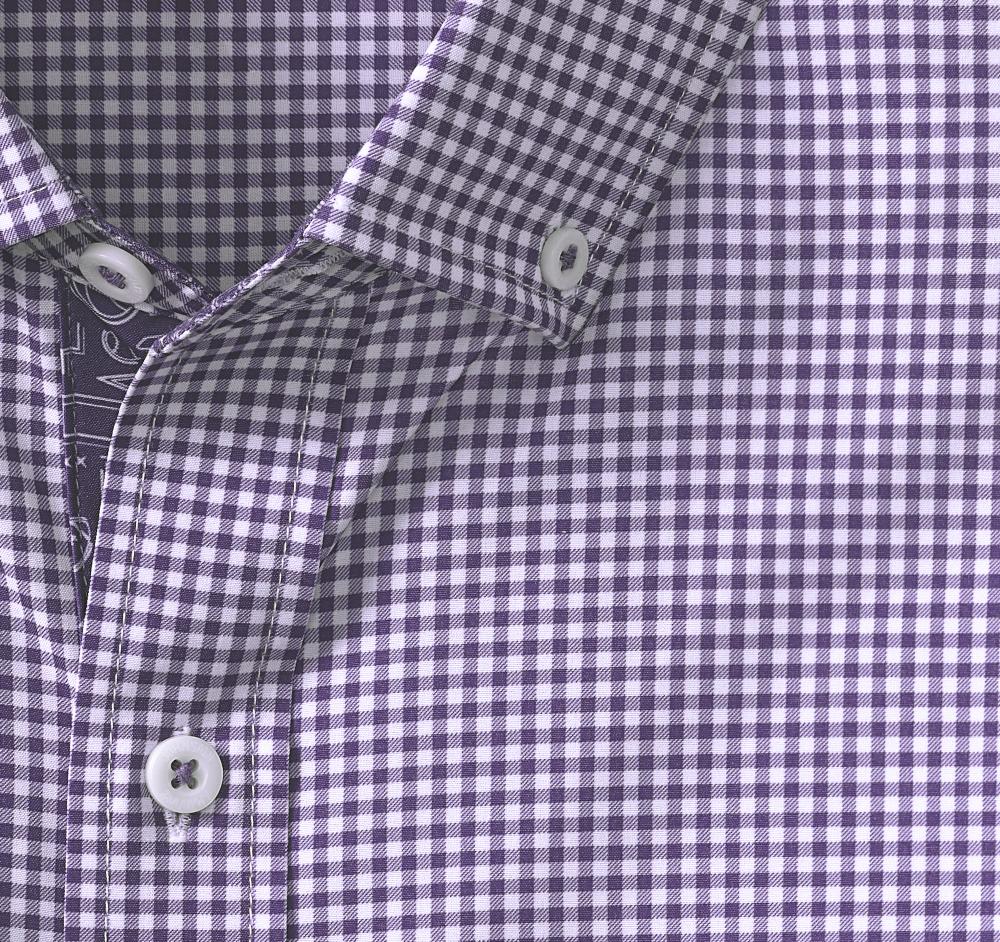 Johnston & Murphy Game Day XC4® Long-Sleeve Gingham Shirt Purple