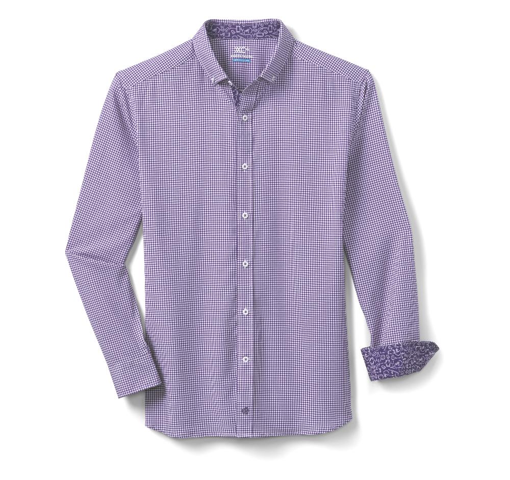 Johnston & Murphy Game Day XC4® Long-Sleeve Gingham Shirt Purple