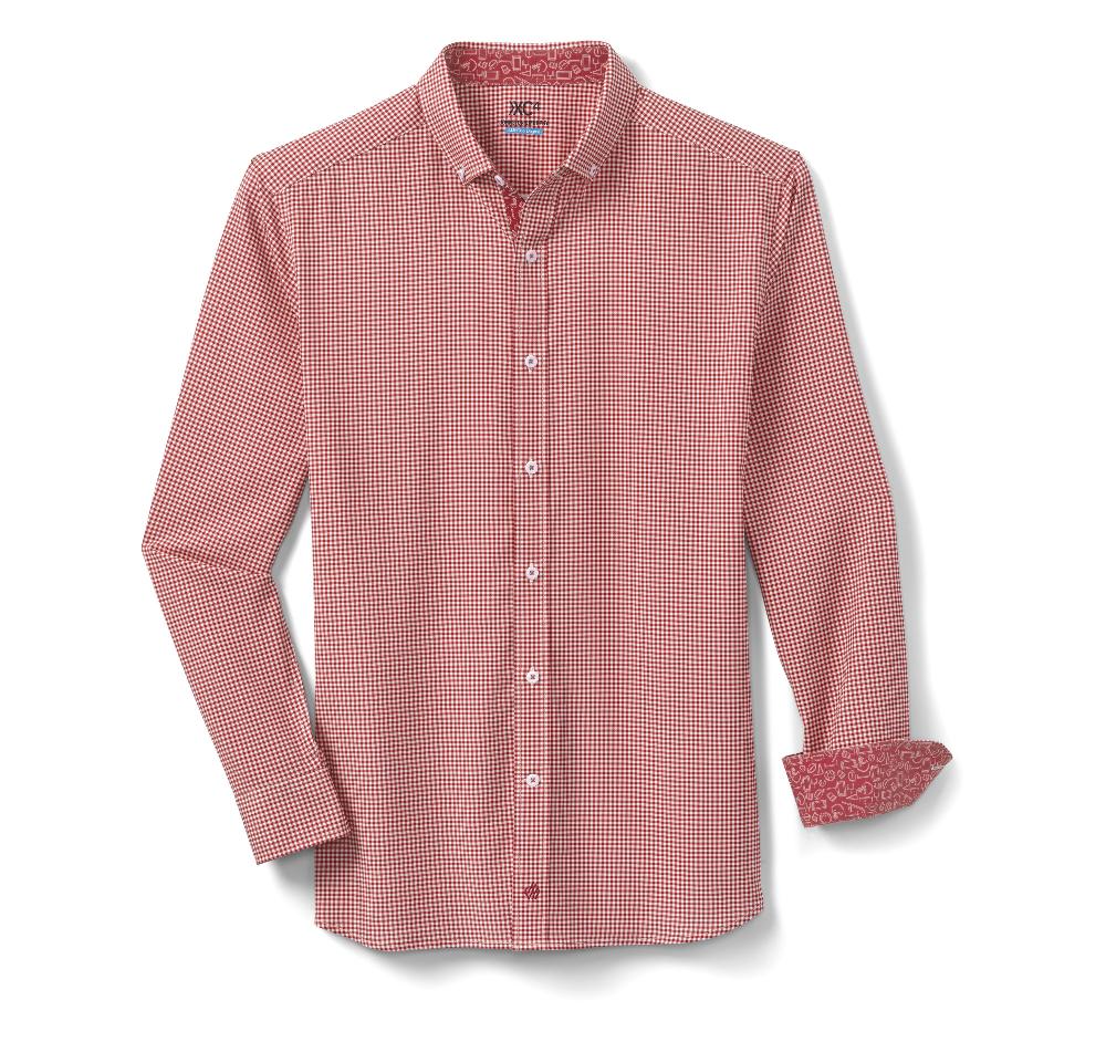 Johnston & Murphy Game Day XC4® Long-Sleeve Gingham Shirt Red