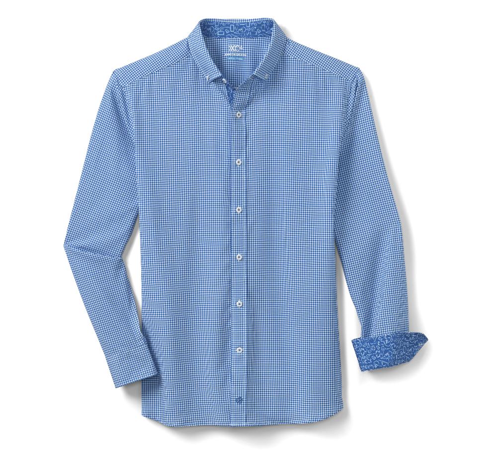 Johnston & Murphy Game Day XC4® Long-Sleeve Gingham Shirt Royal