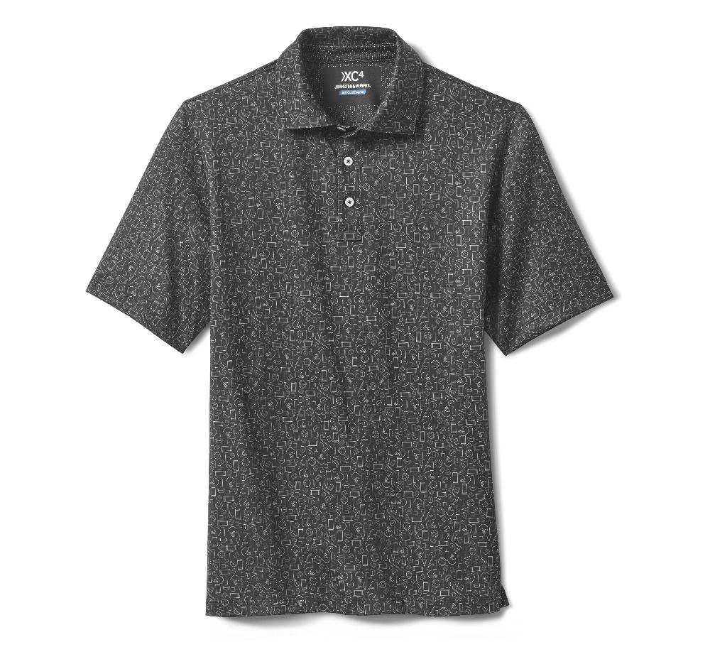 Johnston & Murphy Game Day XC4® Multi-Sport Print Polo Black