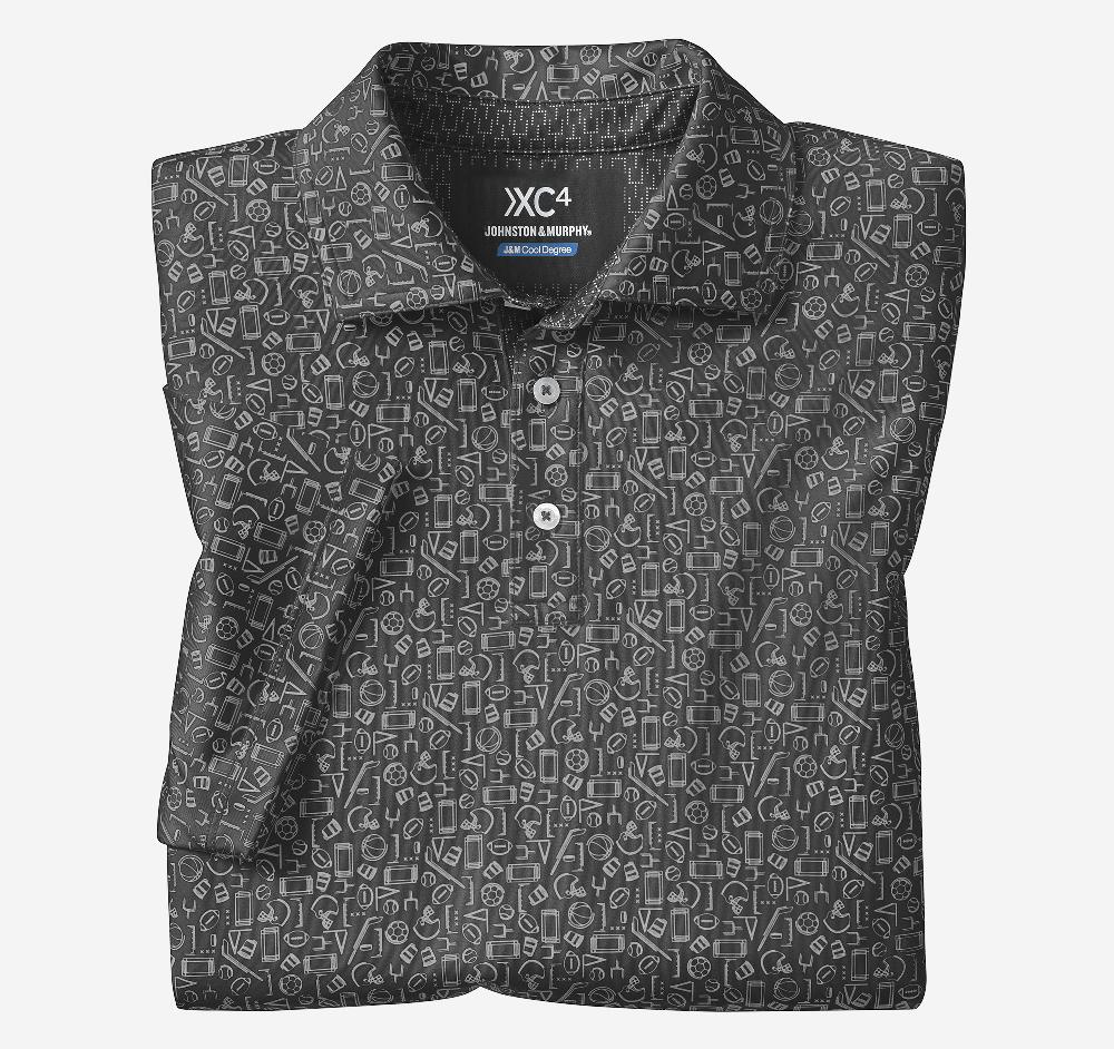 Johnston & Murphy Game Day XC4® Multi-Sport Print Polo Black