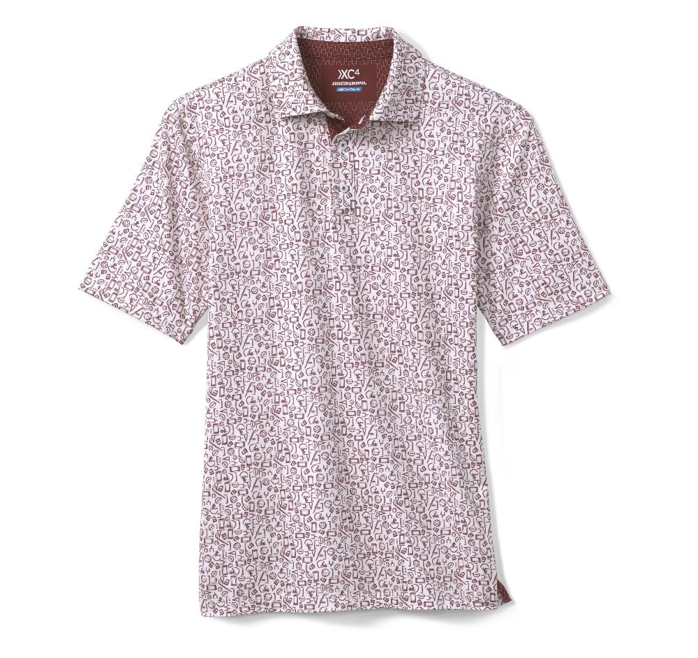Johnston & Murphy Game Day XC4® Multi-Sport Print Polo Burgundy