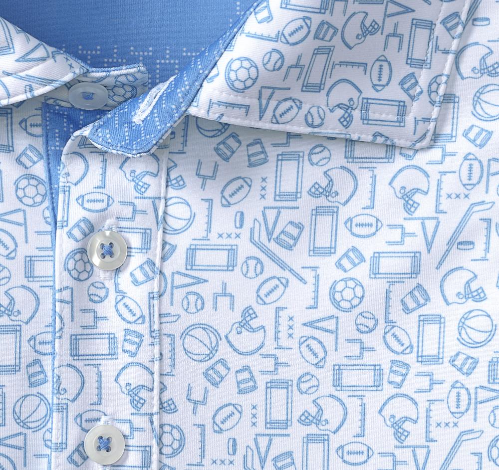 Johnston & Murphy Game Day XC4® Multi-Sport Print Polo Light Blue