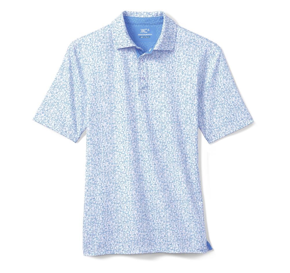 Johnston & Murphy Game Day XC4® Multi-Sport Print Polo Light Blue