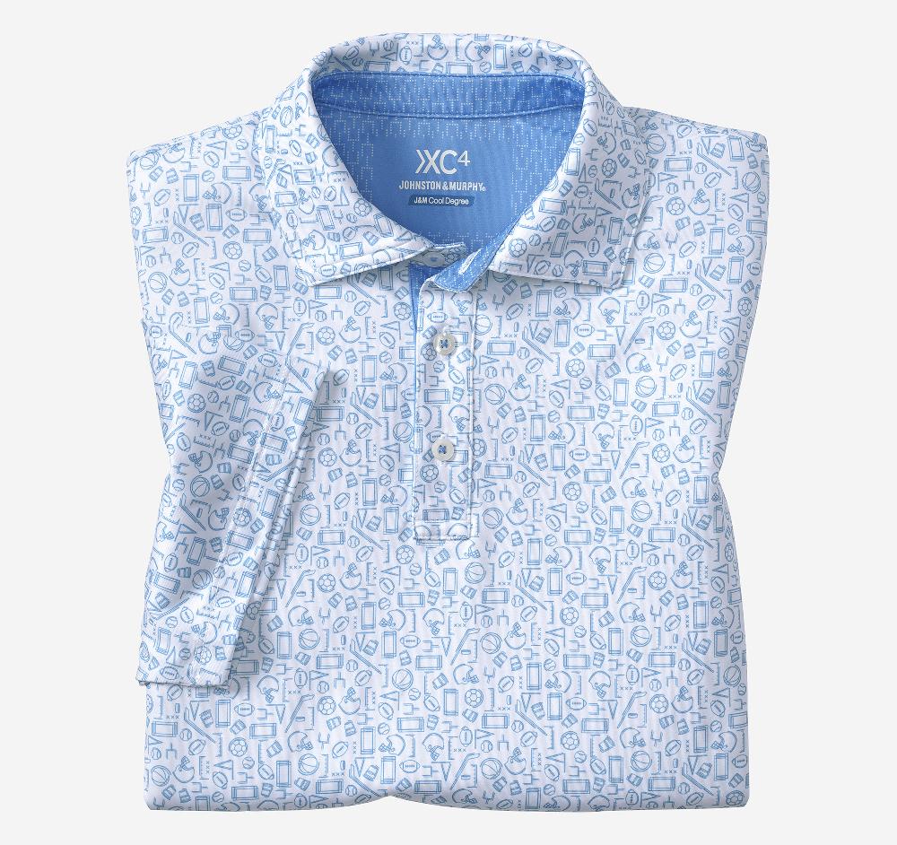 Johnston & Murphy Game Day XC4® Multi-Sport Print Polo Light Blue