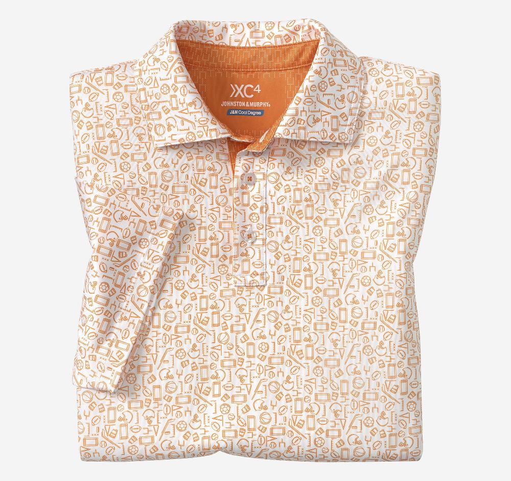 Johnston & Murphy Game Day XC4® Multi-Sport Print Polo Orange