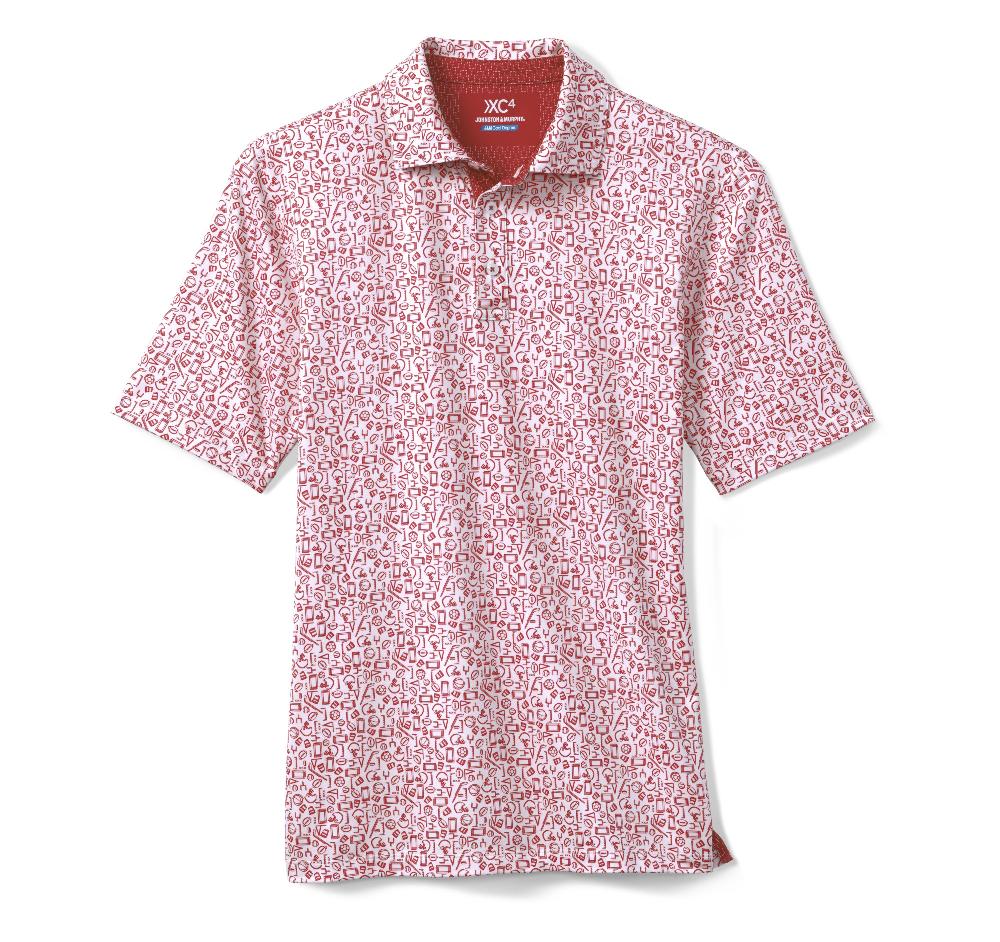 Johnston & Murphy Game Day XC4® Multi-Sport Print Polo Red