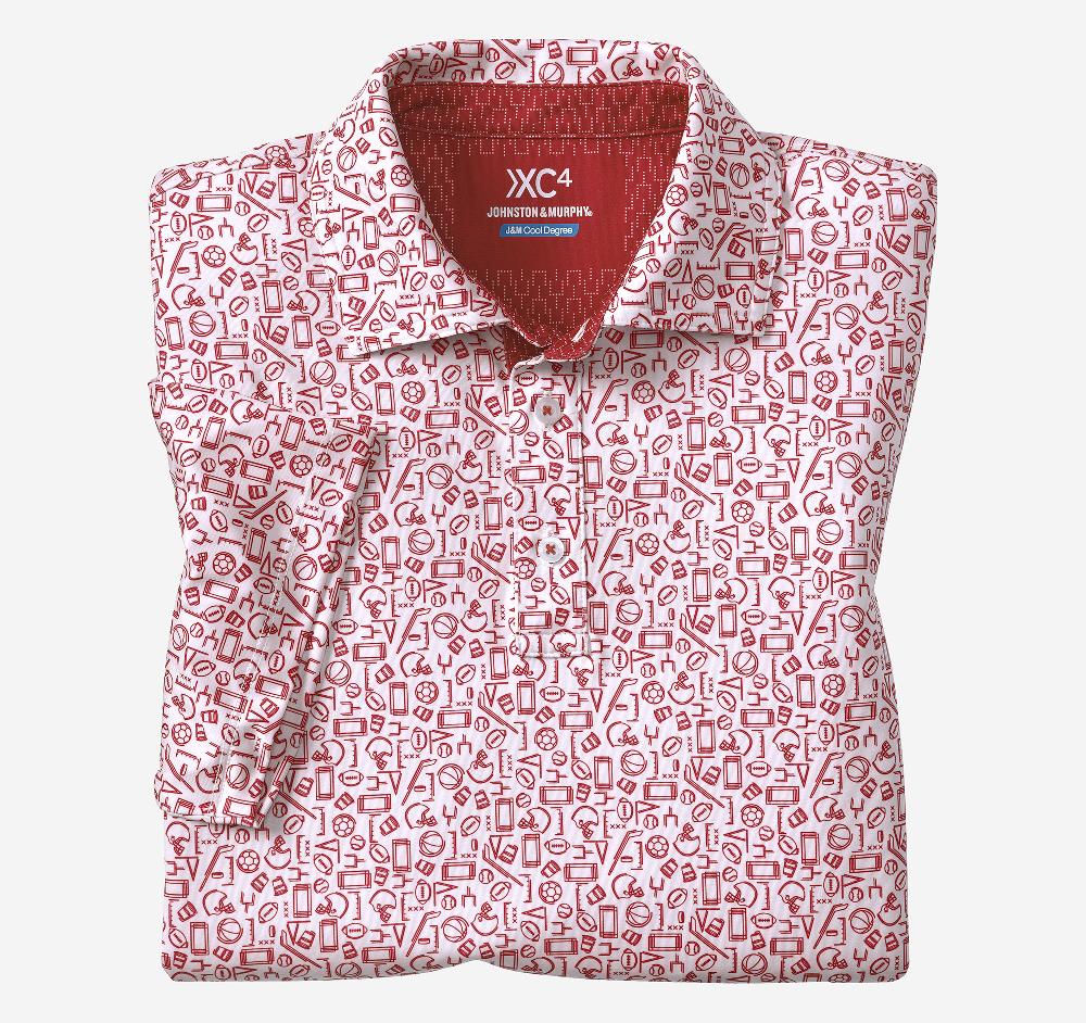 Johnston & Murphy Game Day XC4® Multi-Sport Print Polo Red