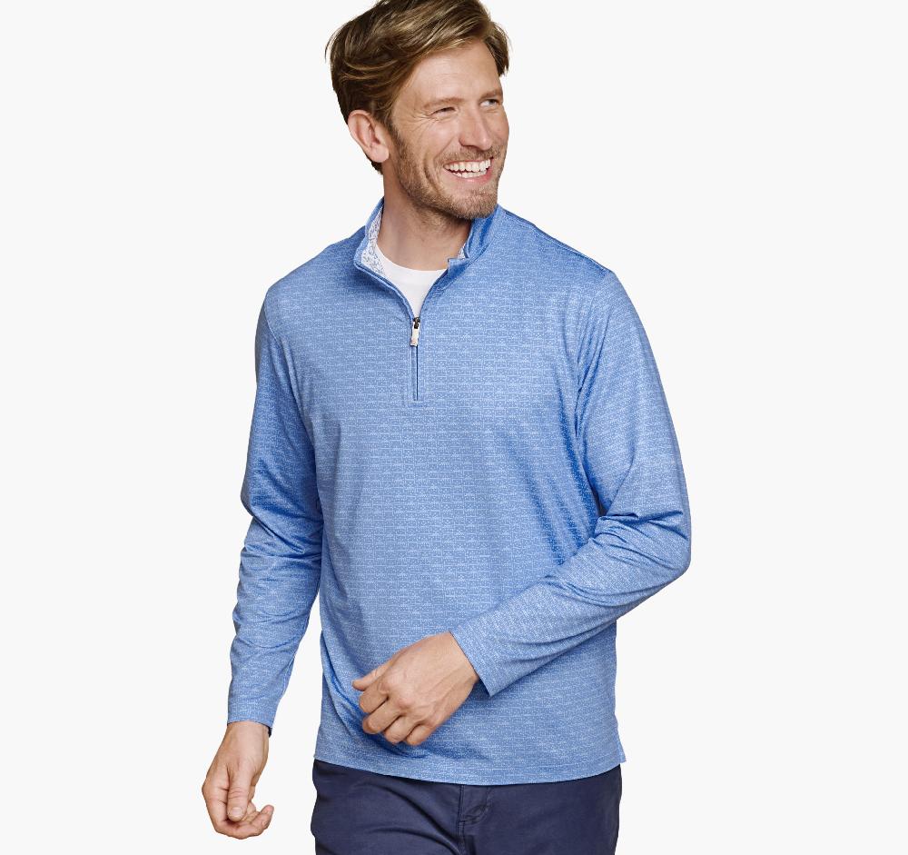Johnston & Murphy Game Day XC4® Plays Print Quarter-Zip Light Blue