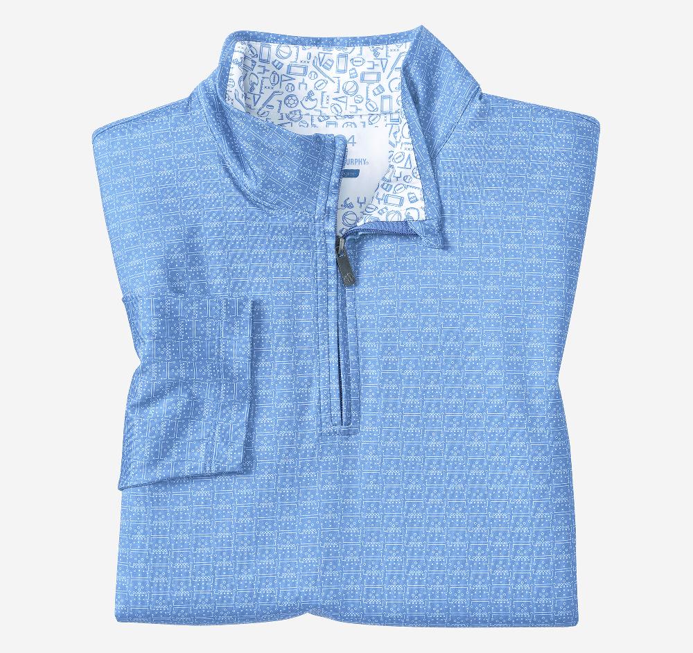 Johnston & Murphy Game Day XC4® Plays Print Quarter-Zip Light Blue
