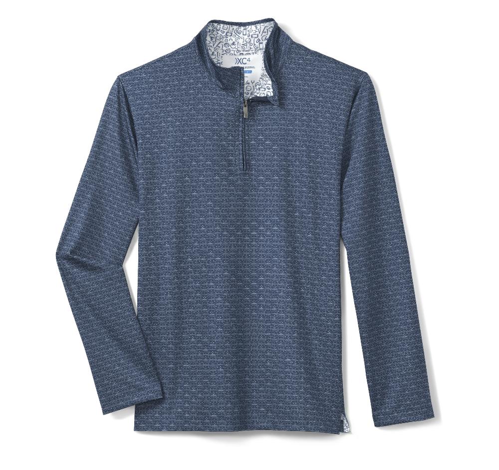 Johnston & Murphy Game Day XC4® Plays Print Quarter-Zip Navy