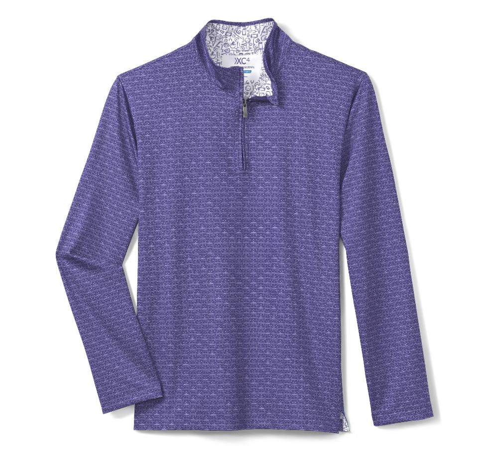 Johnston & Murphy Game Day XC4® Plays Print Quarter-Zip Purple