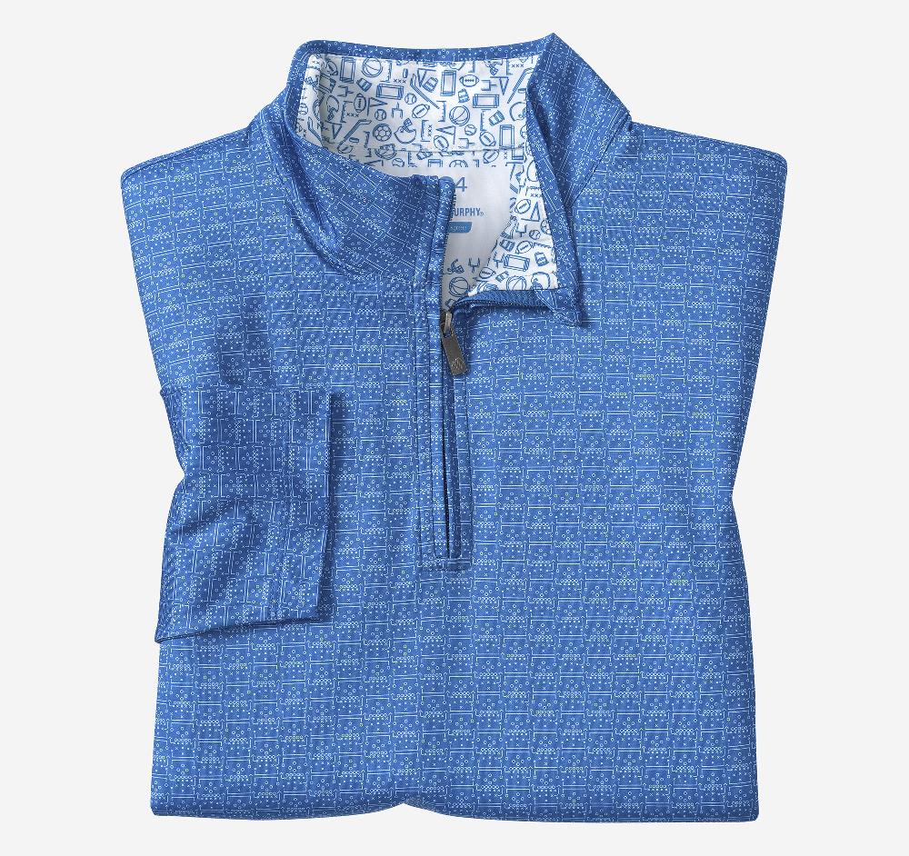 Johnston & Murphy Game Day XC4® Plays Print Quarter-Zip Royal