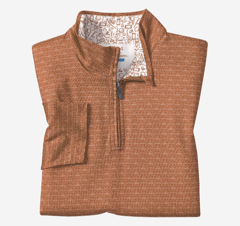 Johnston & Murphy Game Day XC4® Plays Print Quarter-Zip Rust