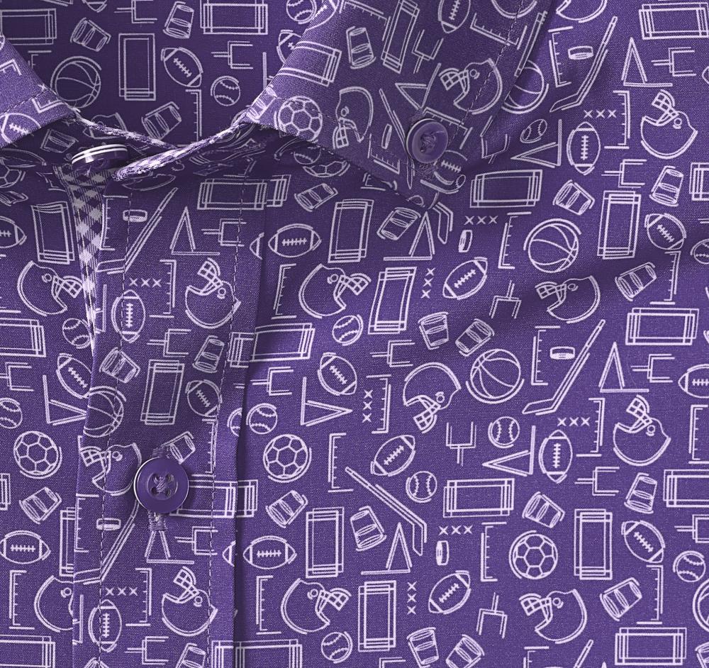 Johnston & Murphy Game Day XC4® Short-Sleeve Multi-Sport Print Shirt Purple