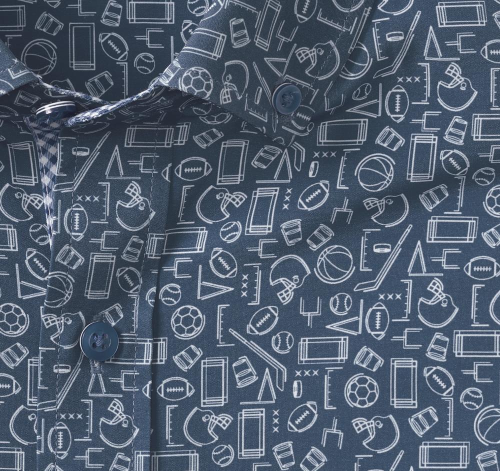 Johnston & Murphy Game Day XC4® Short-Sleeve Multi-Sport Print Shirt Navy