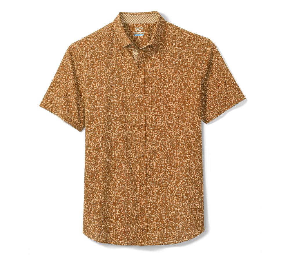 Johnston & Murphy Game Day XC4® Short-Sleeve Multi-Sport Print Shirt Rust
