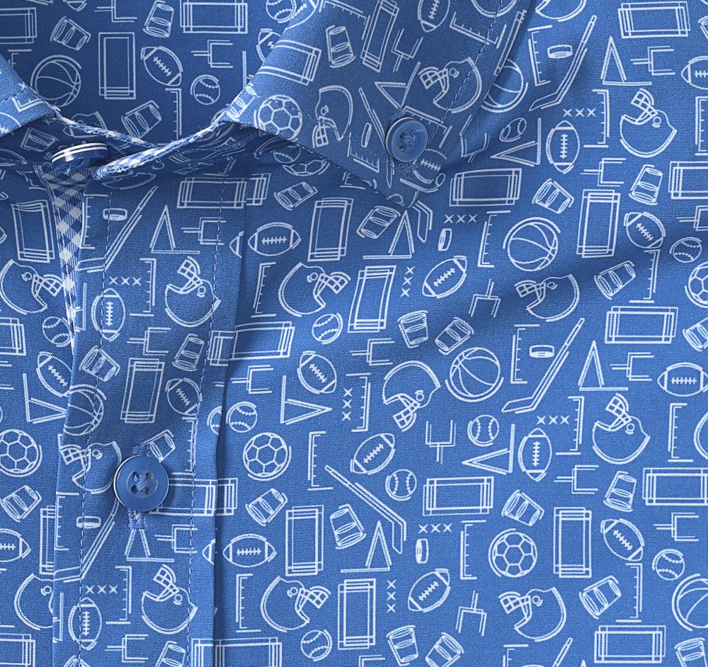 Johnston & Murphy Game Day XC4® Short-Sleeve Multi-Sport Print Shirt Royal