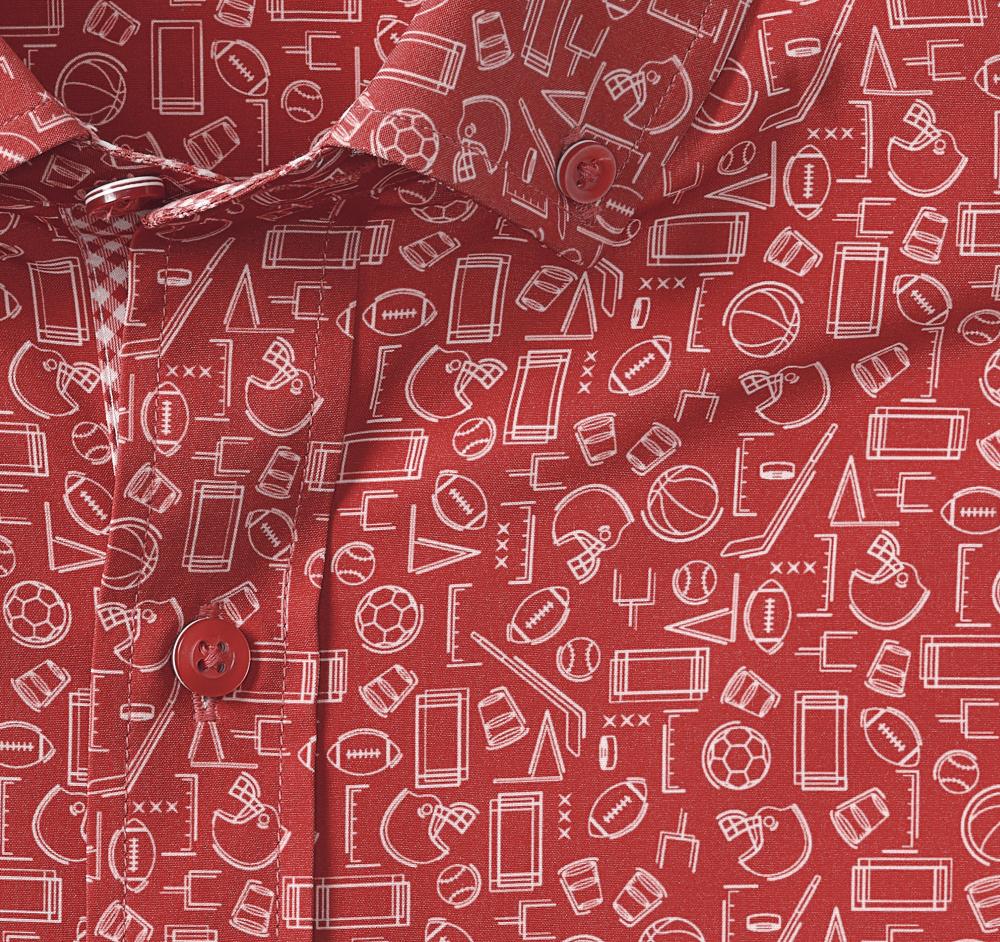 Johnston & Murphy Game Day XC4® Short-Sleeve Multi-Sport Print Shirt Red