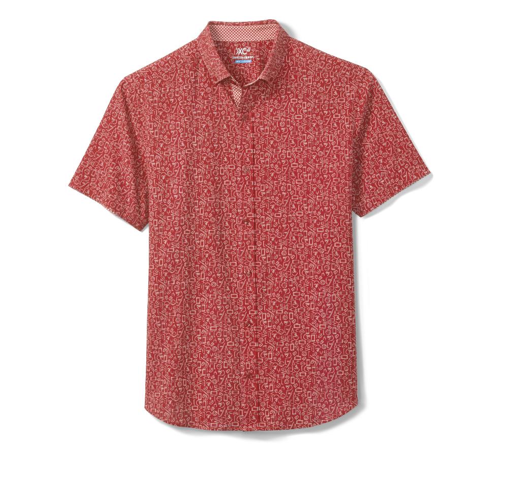 Johnston & Murphy Game Day XC4® Short-Sleeve Multi-Sport Print Shirt Red