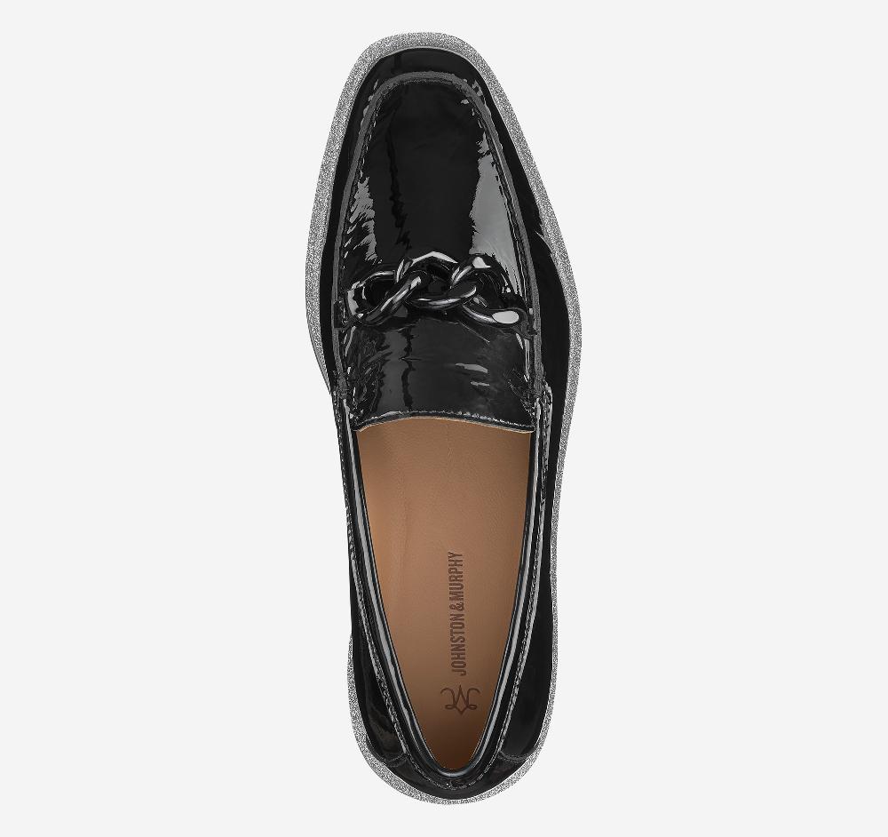 Johnston & Murphy Gracelyn Chain Loafer Black Patent Leather