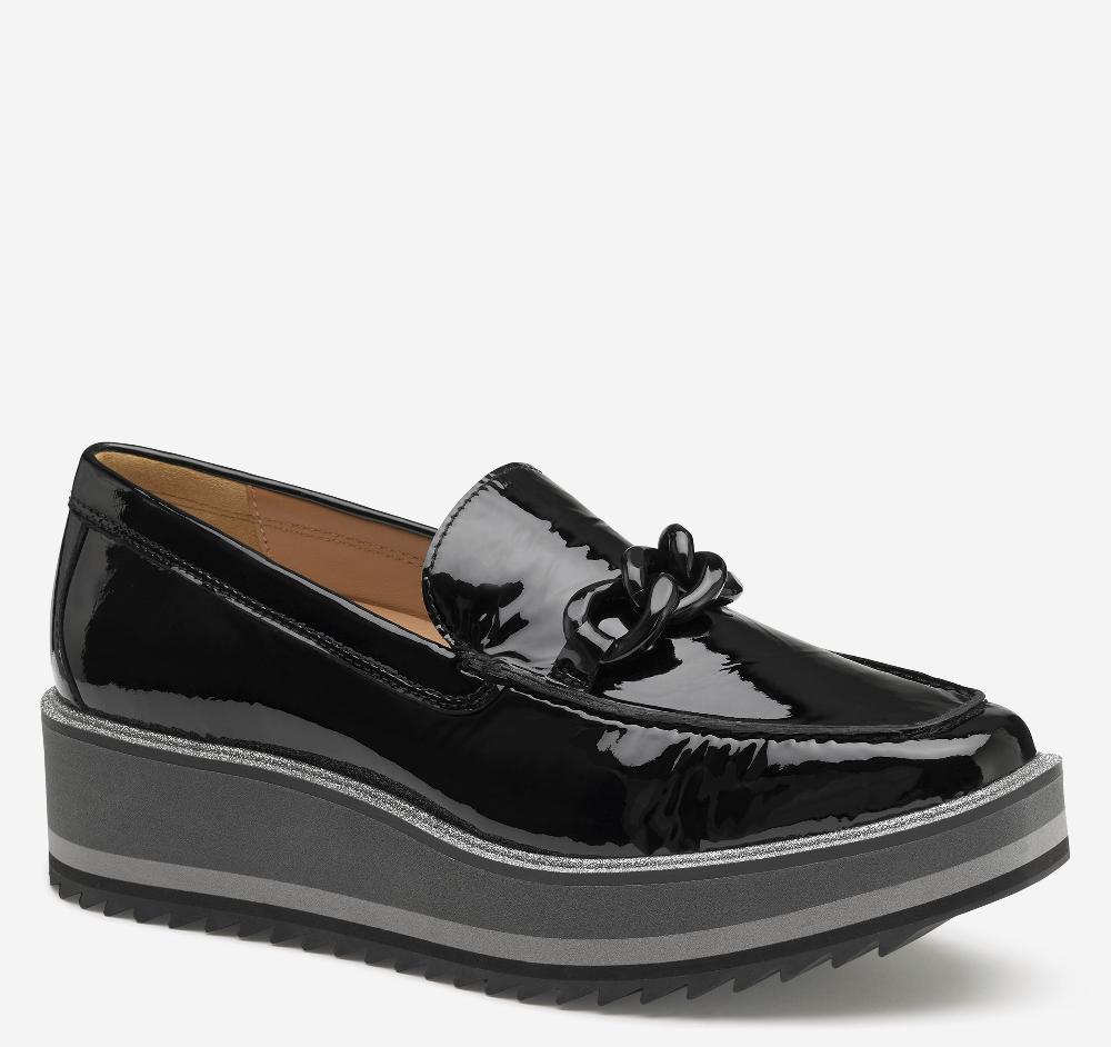 Johnston & Murphy Gracelyn Chain Loafer Black Patent Leather