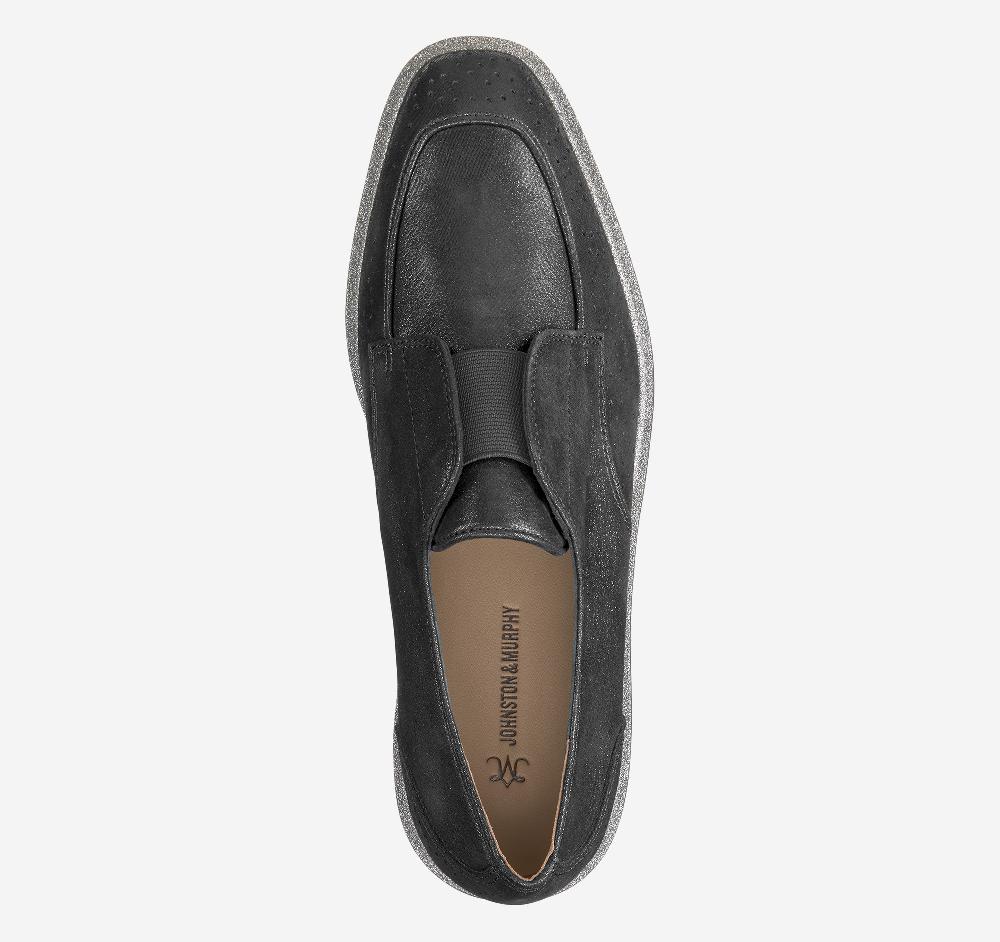 Johnston & Murphy Gracelyn Gore Oxford Black Metallic Kid Suede