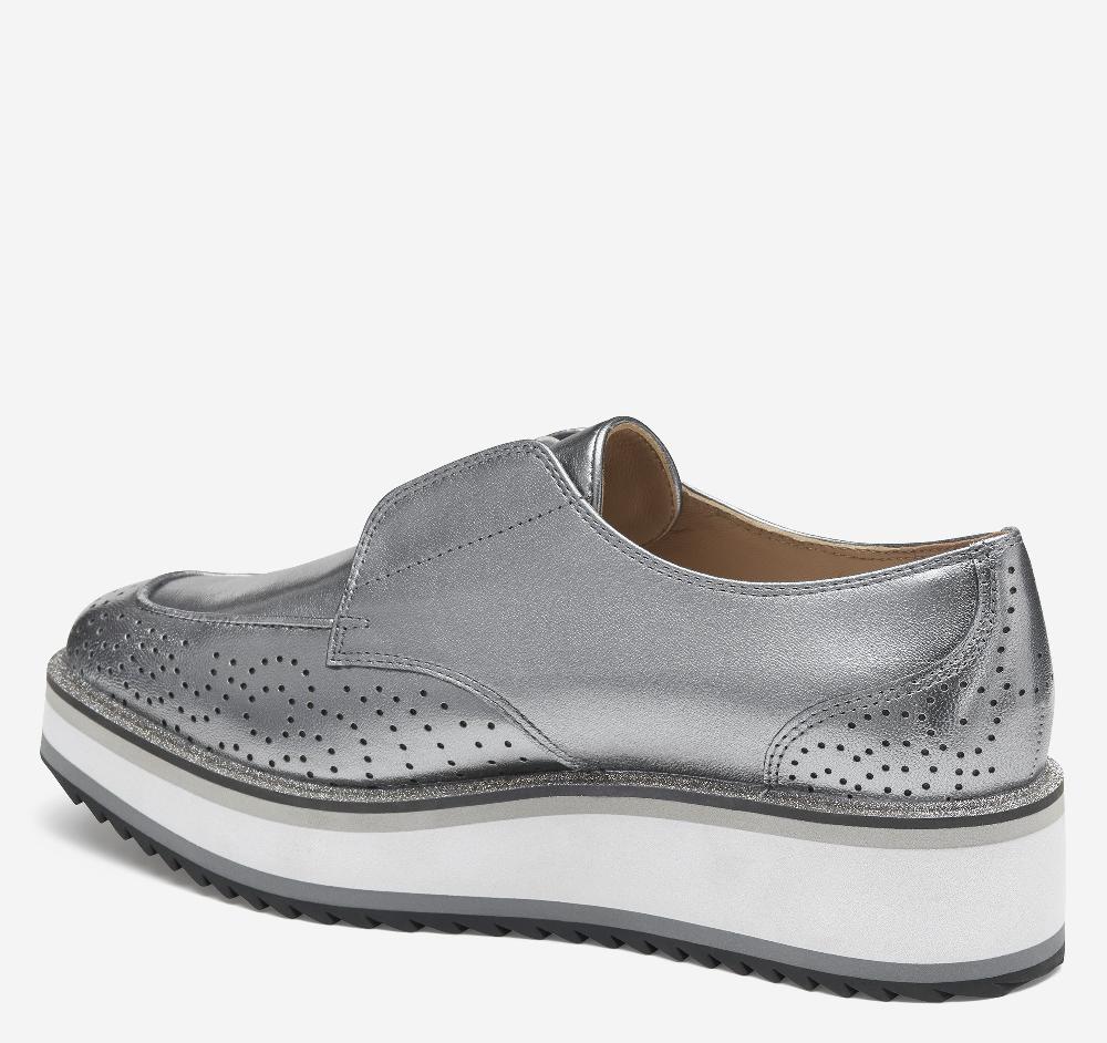 Johnston & Murphy Gracelyn Gore Oxford Pewter Metallic Italian Sheepskin