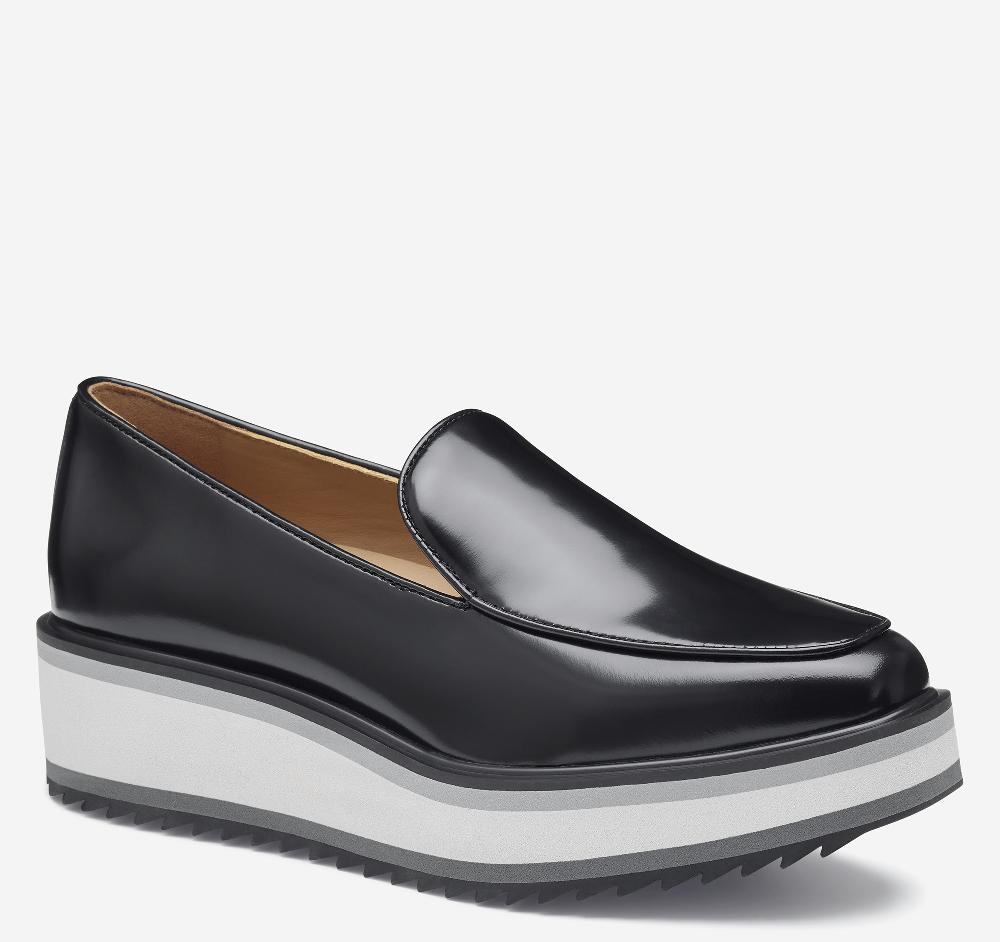 Johnston & Murphy Gracelyn Venetian Black Antiqued Calfskin