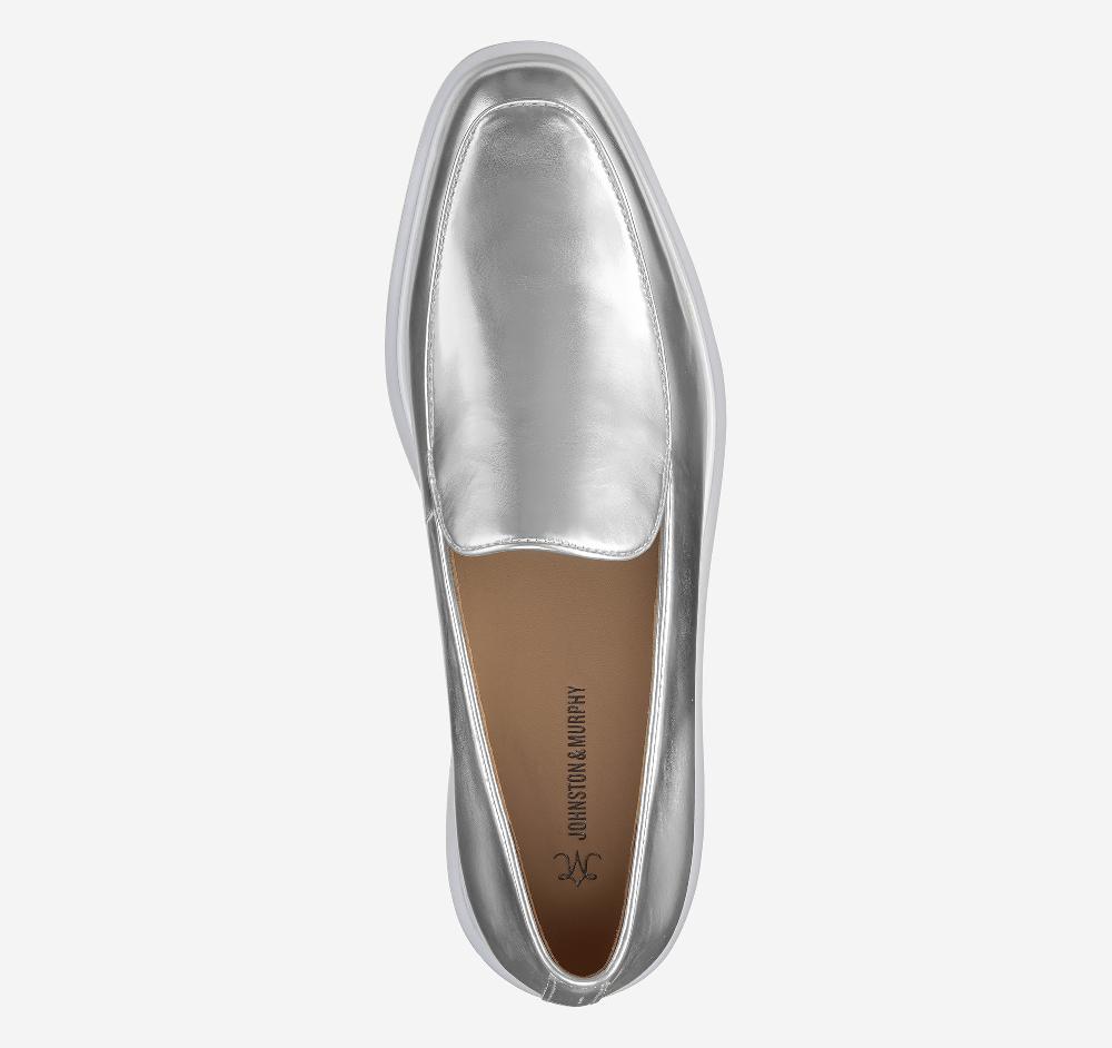 Johnston & Murphy Gracelyn Venetian Silver Metallic Sheepskin