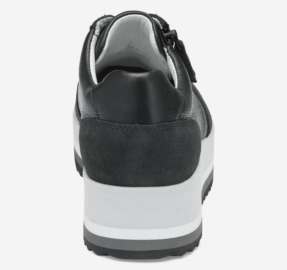 Johnston & Murphy Gracie Side-Zip Lace Up Black Calfskin/Suede