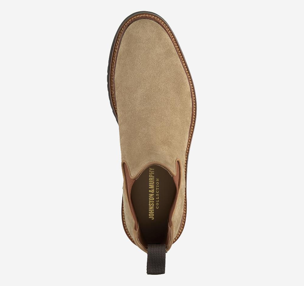 Johnston & Murphy Hartford Chelsea Boot Beige Italian Suede