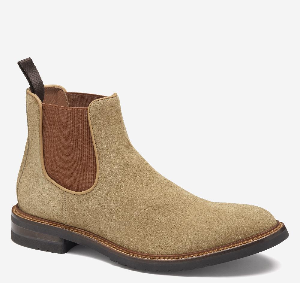 Johnston & Murphy Hartford Chelsea Boot Beige Italian Suede