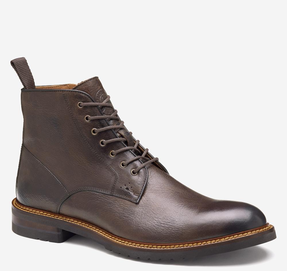 Johnston & Murphy Hartford Plain Toe Boot Dark Brown Italian Calfskin