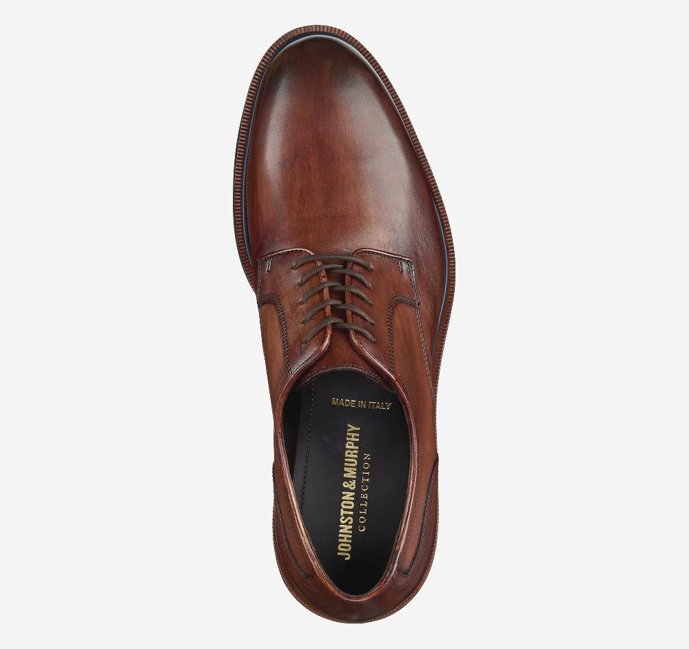 Johnston & Murphy Hartley Plain Toe Brown Italian Calfskin