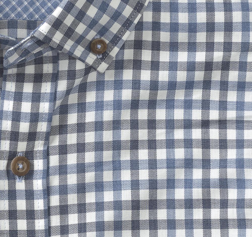Johnston & Murphy Heathered Woven Shirt Blue/Navy Tonal Check