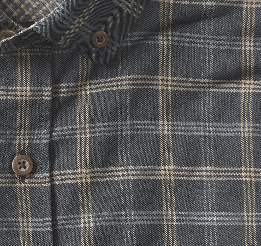 Johnston & Murphy Heathered Woven Shirt Charcoal/Tan Triple Grid Check