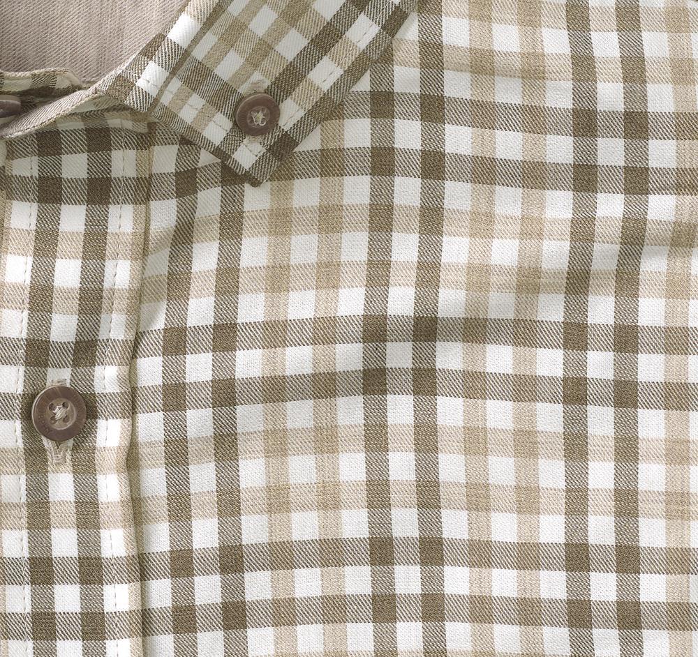Johnston & Murphy Heathered Woven Shirt Tan/Brown Tonal Check