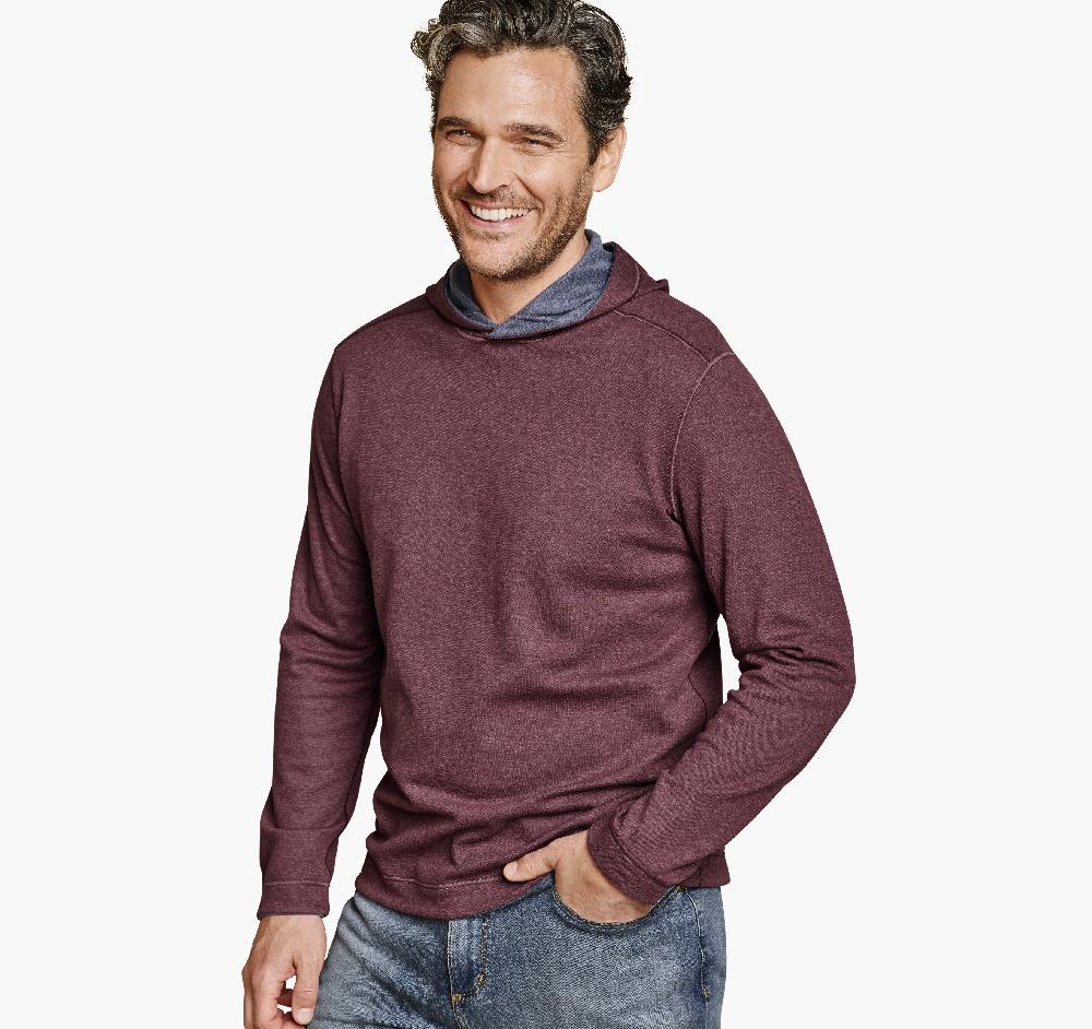 Johnston & Murphy Icon Reversible Hooded Pullover Berry/Blue