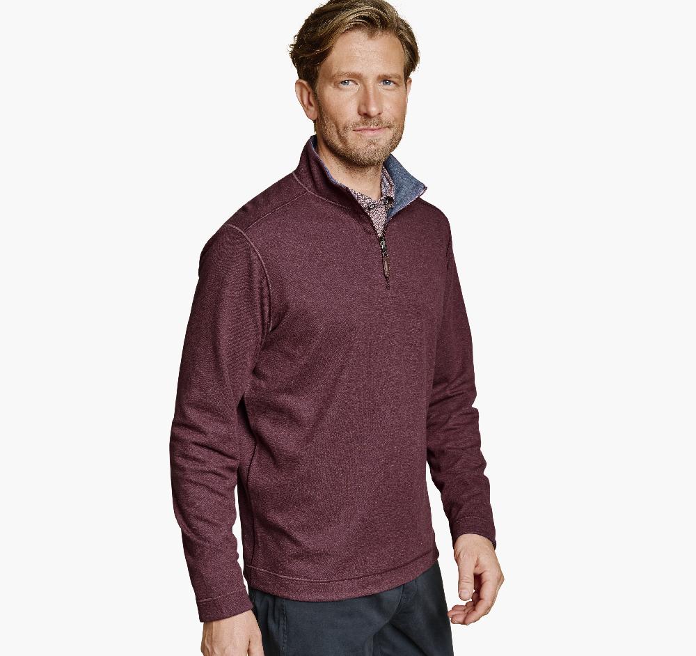 Johnston & Murphy Icon Reversible Solid Quarter-Zip Berry/Blue