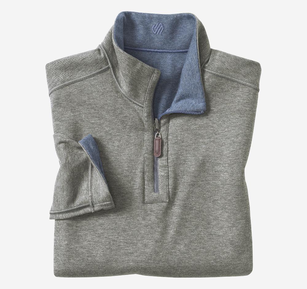 Johnston & Murphy Icon Reversible Solid Quarter-Zip Blue/Gray