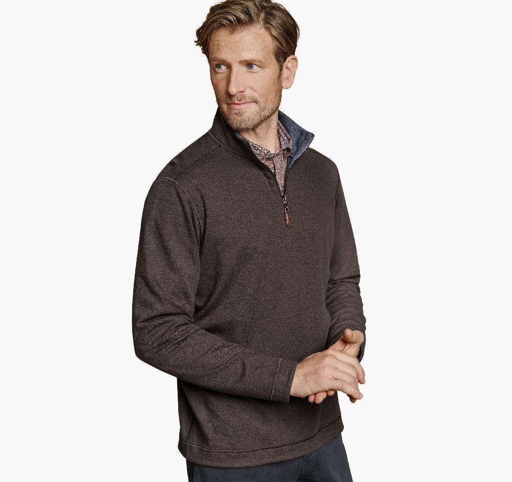 Johnston & Murphy Icon Reversible Solid Quarter-Zip Brown/Blue