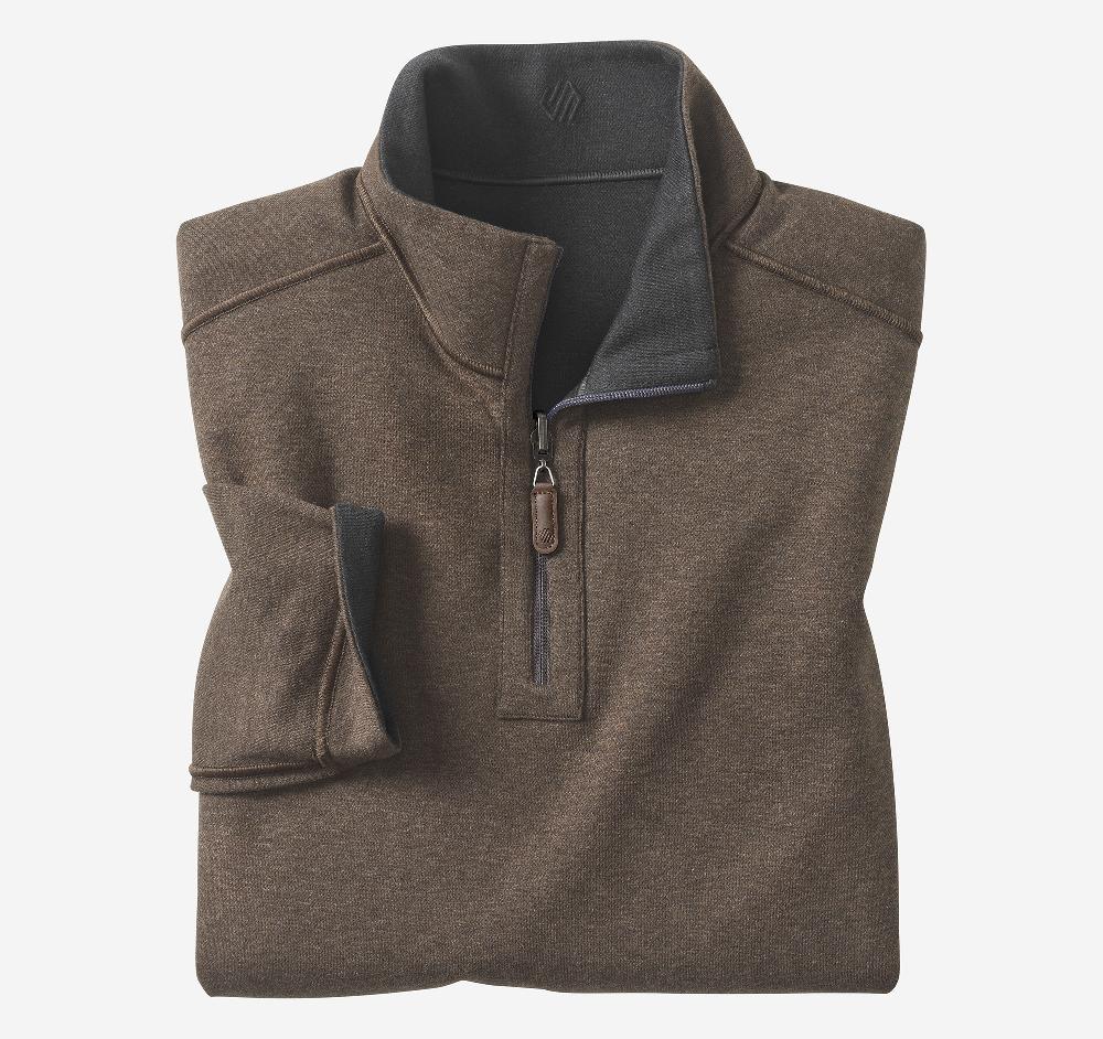 Johnston & Murphy Icon Reversible Solid Quarter-Zip Charcoal/Brown